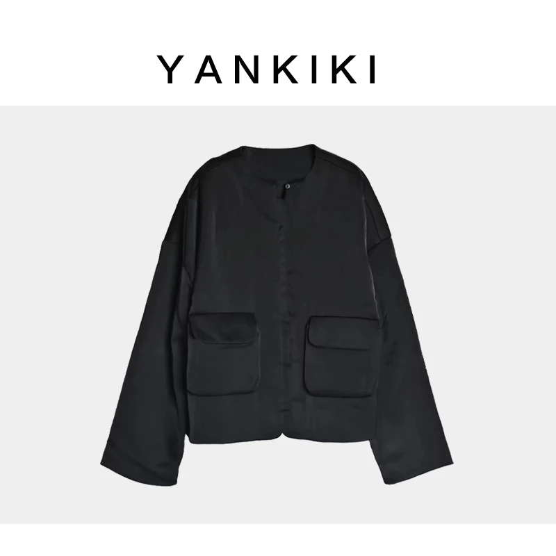 丝滑纽扣气质缎面高奢棉外套 YANKIKI 2023秋冬款NEW