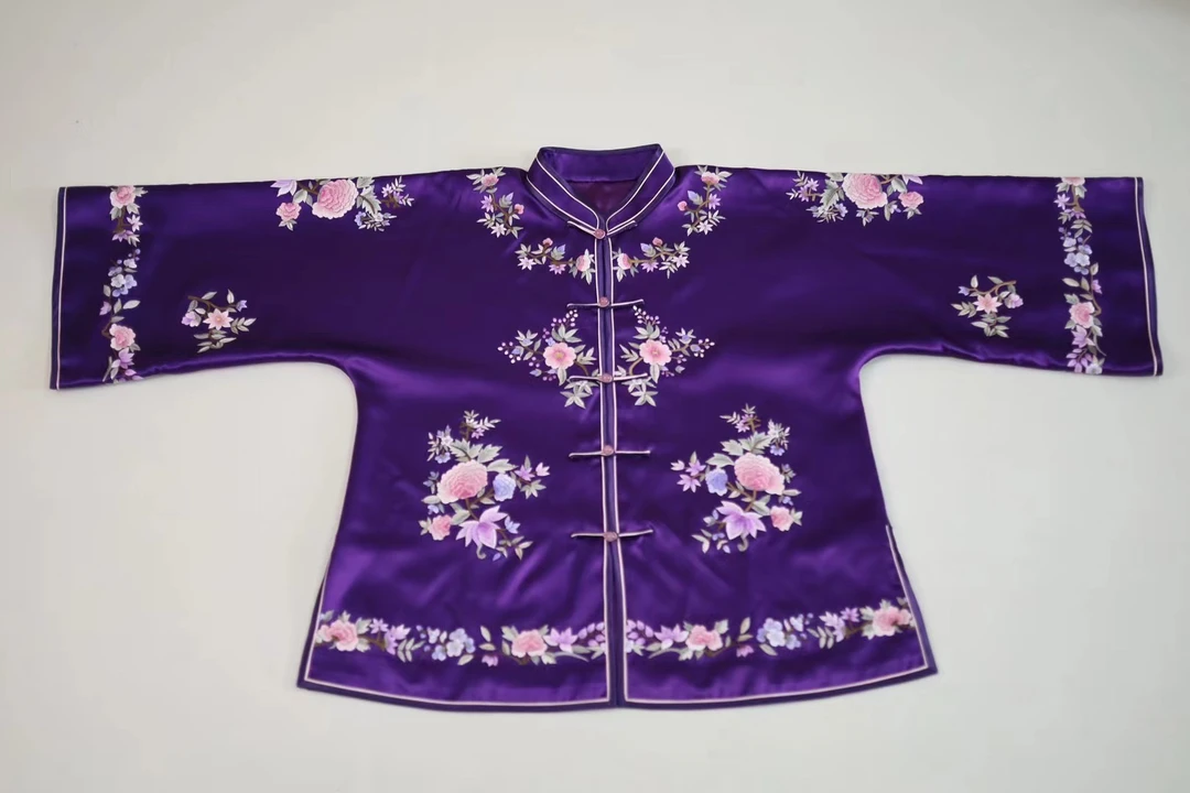 紫色重工苏绣手工刺绣精工上衣