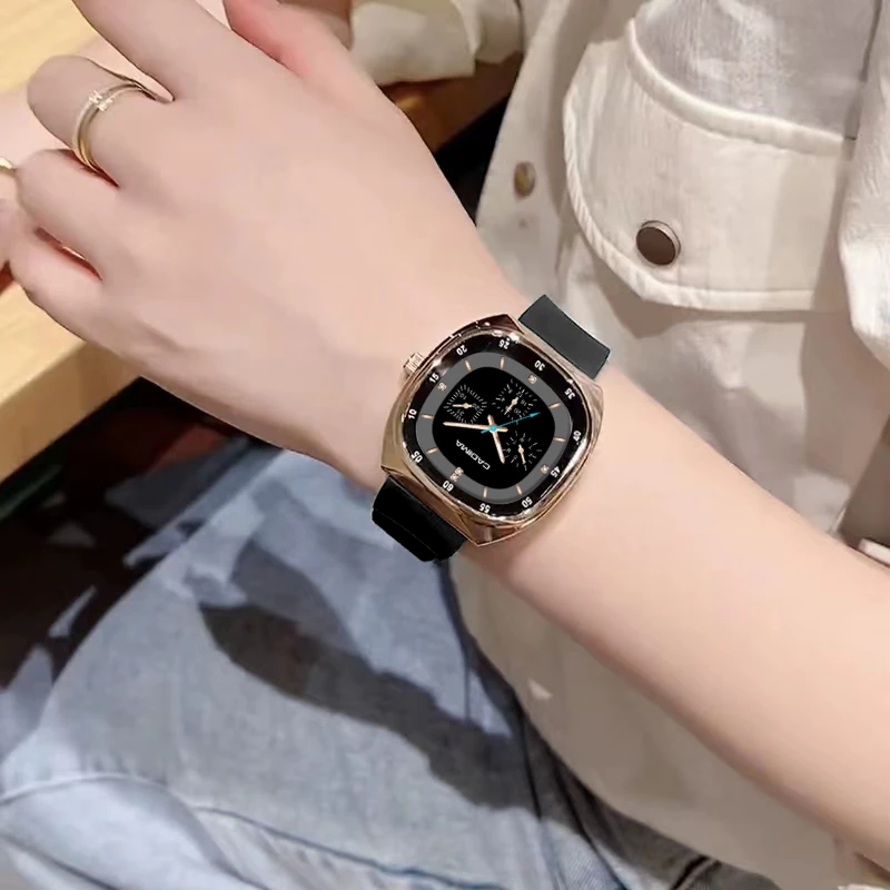 046方形硅胶表带运动手表时尚百搭男女同款手表