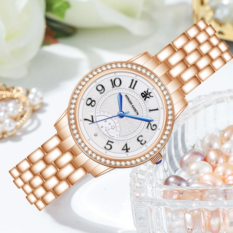 035白月亮星月系列女士腕表石英表气质女士手表百搭轻奢时尚女表