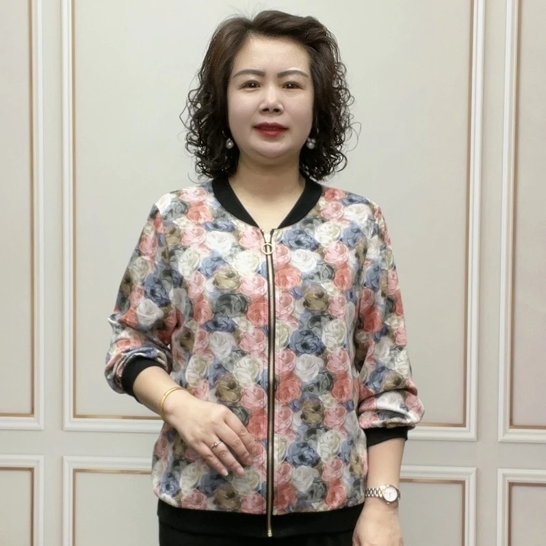 2024夏季时尚防晒衣薄款开衫外套宽松洋气百搭新款女士印花妈妈装