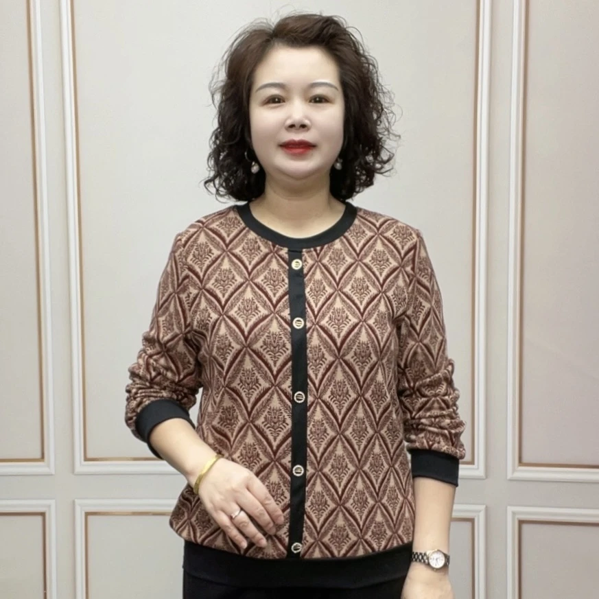 2024秋季时尚妈妈装百搭显瘦气质中老年宽松休闲长袖新款打底衫