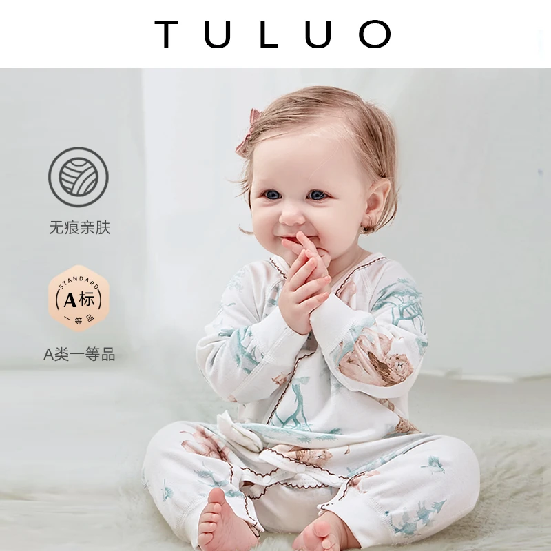 9005偏开小翅膀连体哈衣 新生儿纯棉爬服亲肤无骨a类设计款和尚服