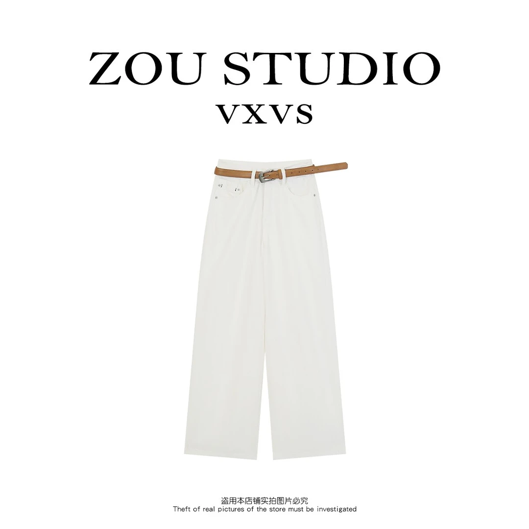 ZOU STUDIO【VXVS】 冰感牛仔   新款百搭做旧水洗牛仔裤3371