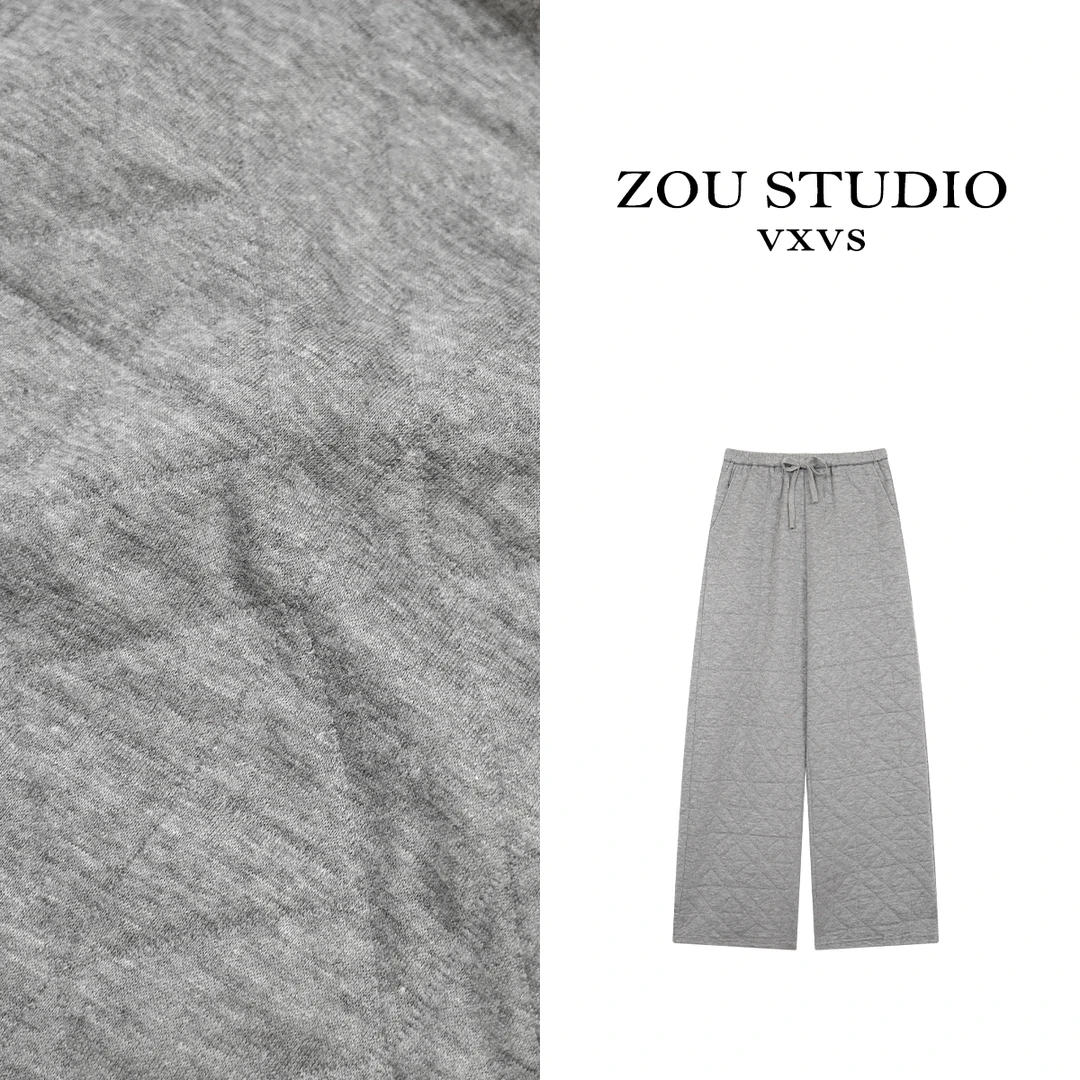 ZOU STUDIO【VXVS】 菱格棉裤 新款百搭休闲束脚卫裤 1191