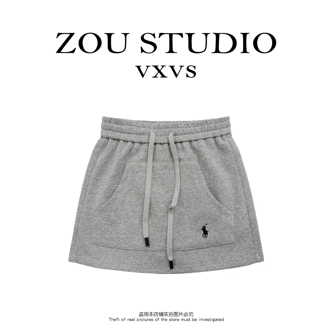 ZOU STUDIO【VXVS】拉夫短裙 早春气质百搭显瘦纯色半裙7197