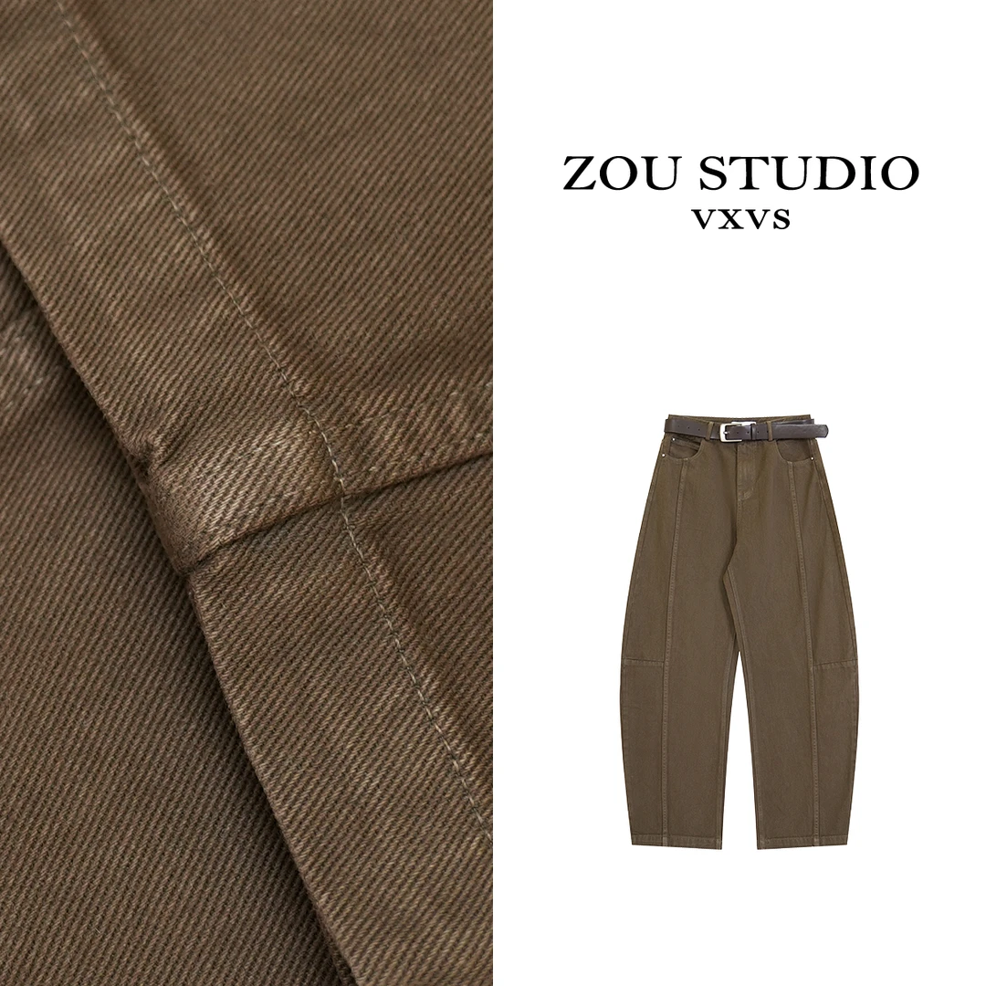 ZOU STUDIO【VXVS】松果可可 百搭显瘦弯刀时尚牛仔裤3711