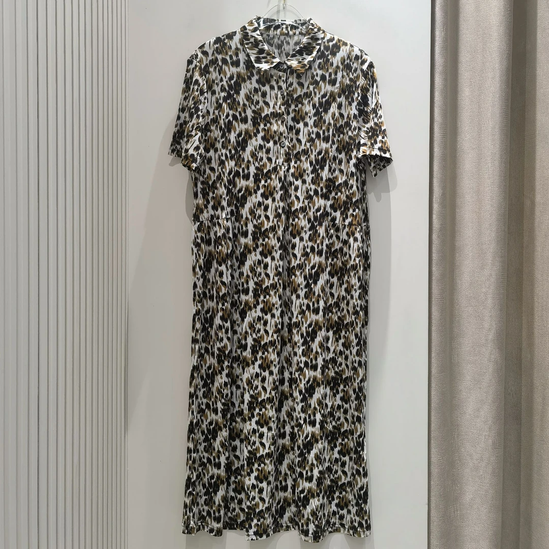 重磅加捻桑蚕丝短袖衬衫翻领连衣裙女桑蚕丝宽松显瘦中长裙3502n