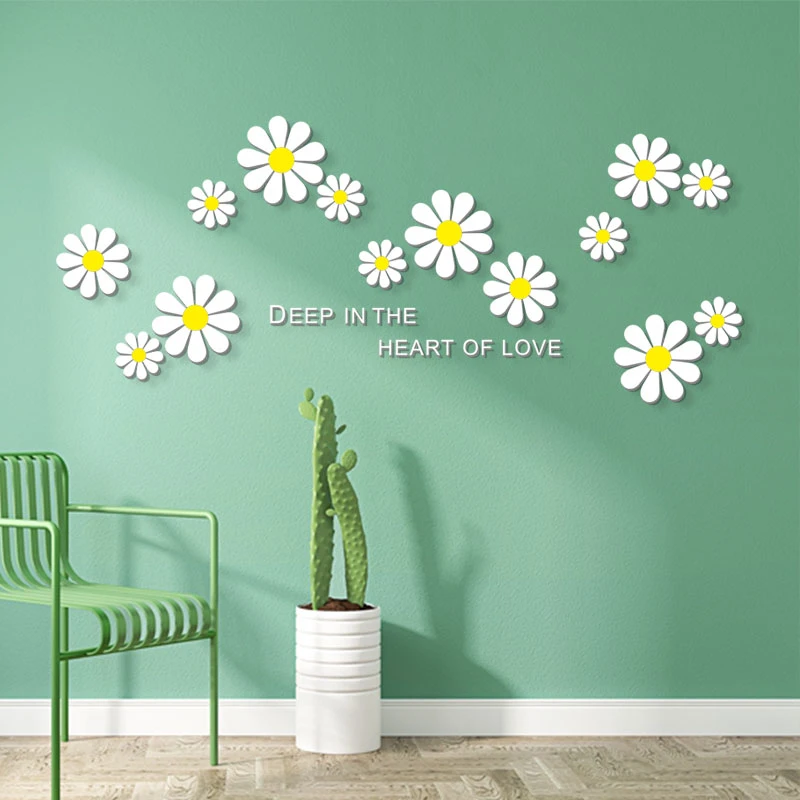3d立体墙贴亚克力小雏菊小清新装饰图案自贴堵钉眼堵洞贴墙小花朵