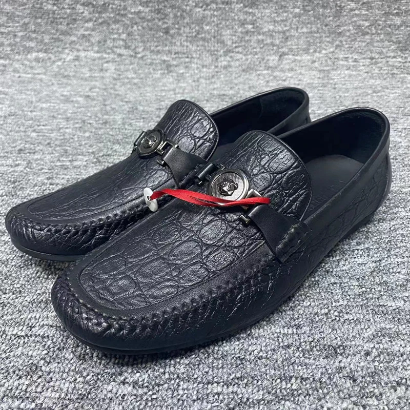 XZ227卡男士时尚皮鞋 鹿皮革系带圆头商务休闲鞋 黑色