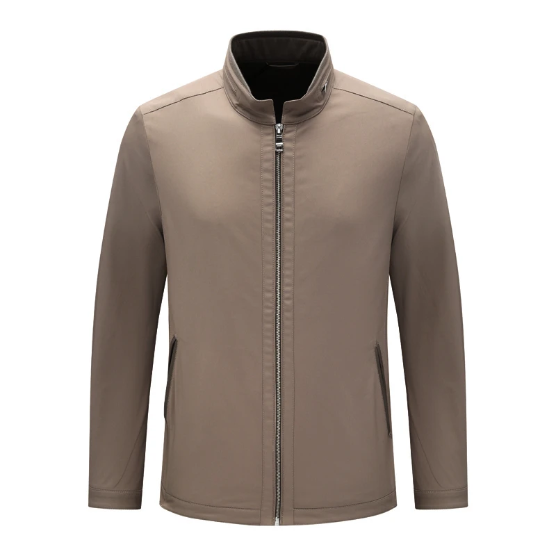 SF278.圣梵系列男式春秋轻商务高级立领夹克 舒适休闲外套 卡其色