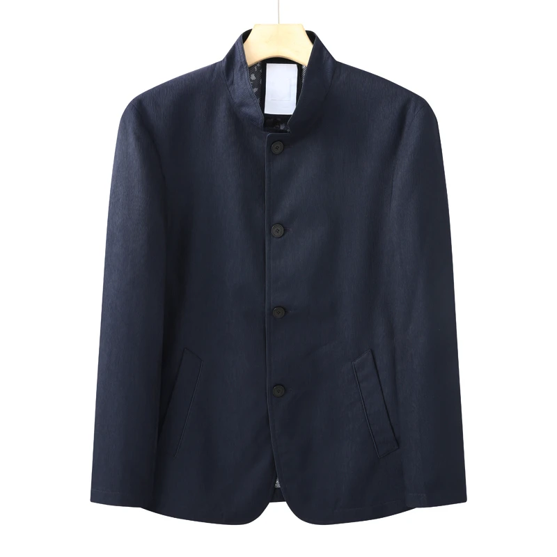 CA260 机场货 卡春秋厚度男式夹克 直排扣立领舒适休闲外套 深蓝