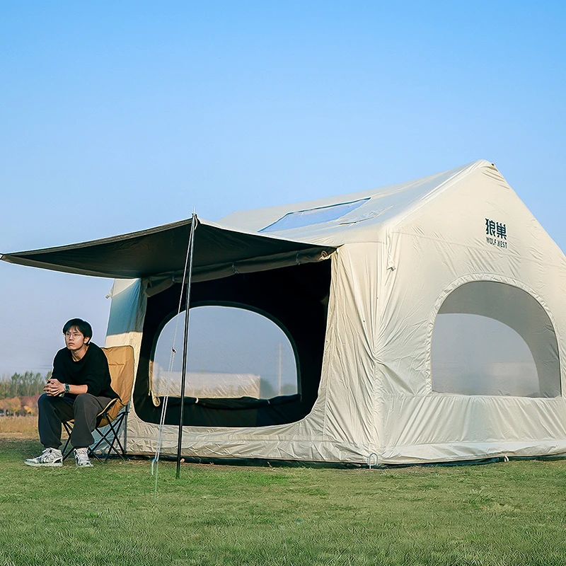 10平户外自动充气帐篷小屋双门免搭建野营大帐篷气柱轻奢露营装备