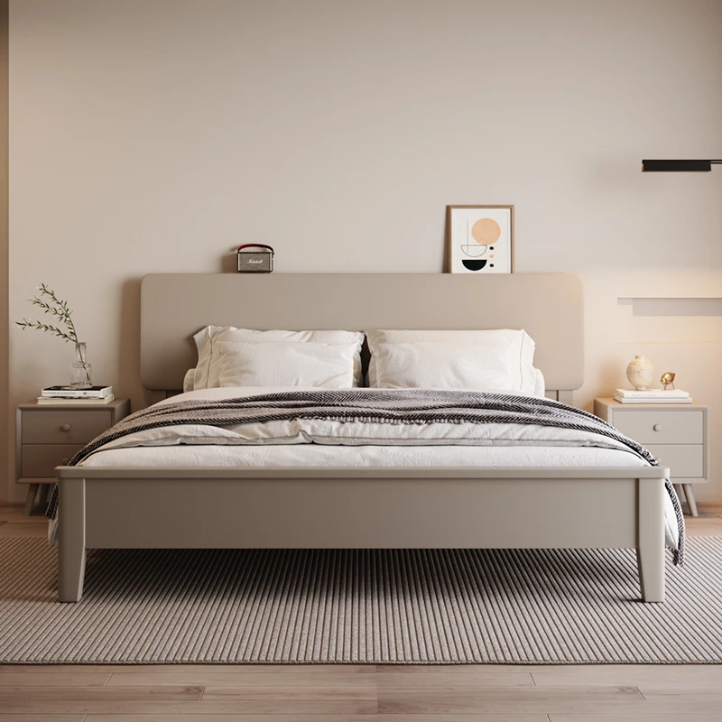 现代简约莫兰迪灰1.8米北欧主卧双人床1.2米儿童房小户型民宿床