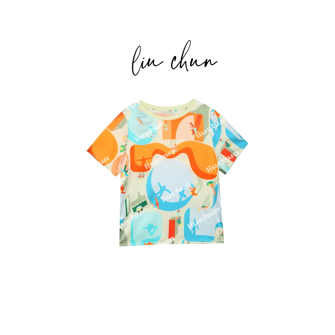 《CHUN》手绘多彩桑蚕丝T恤