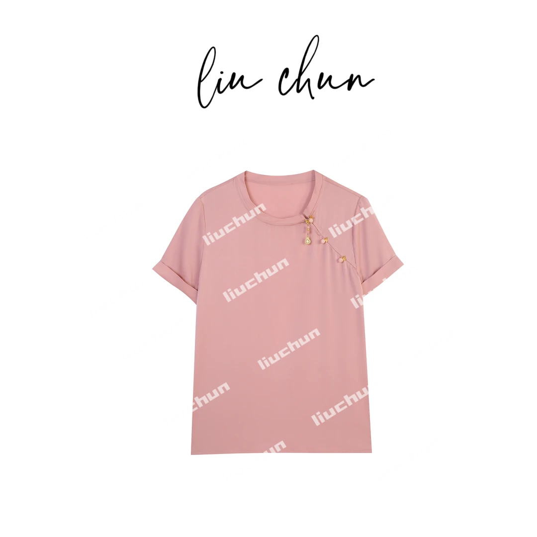 《CHUN》纯色蝴蝶金属扣T恤