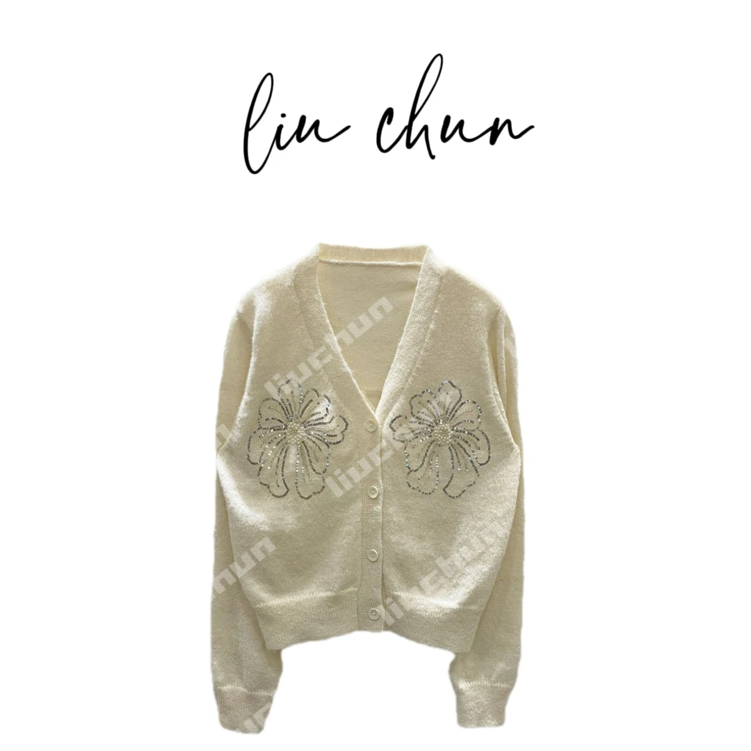 《CHUN》珠花V领外套