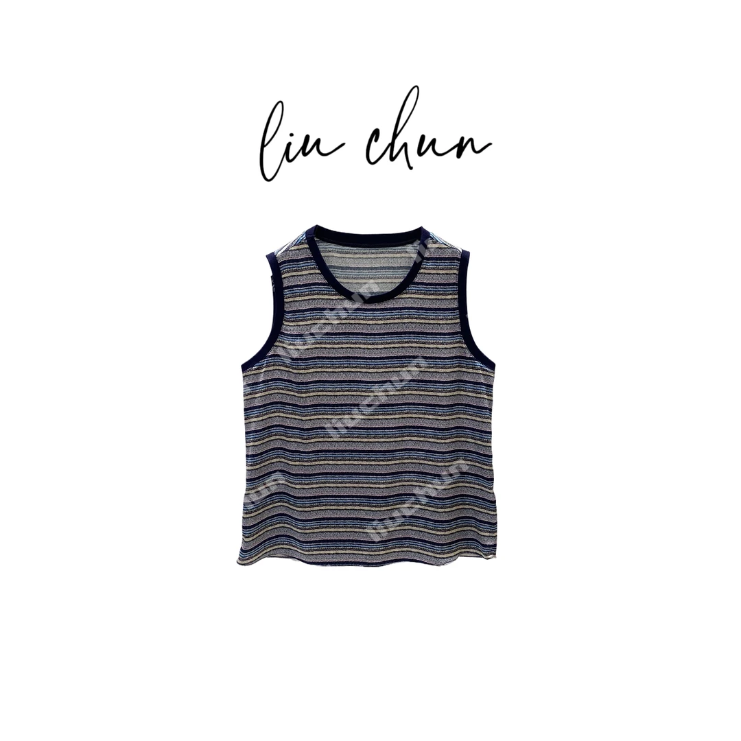 《CHUN》扎染拼色桑蚕丝背心