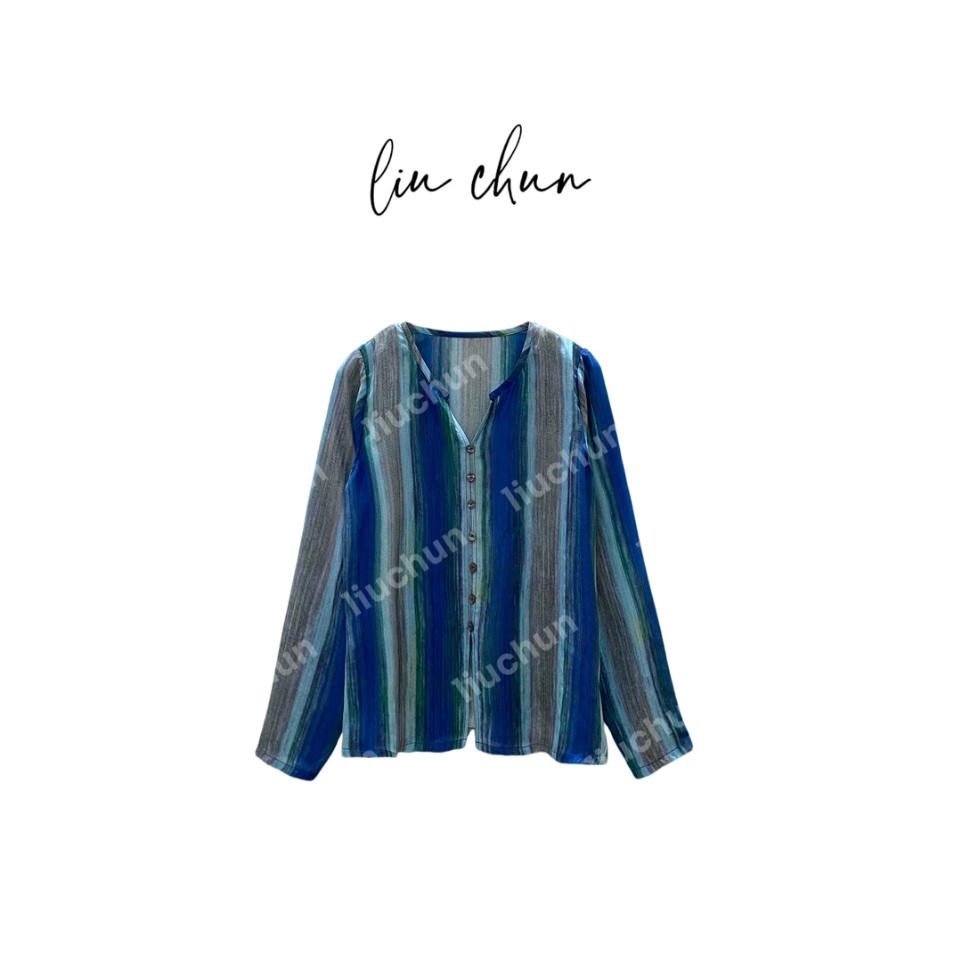 《CHUN》扎染排扣桑蚕丝上衣