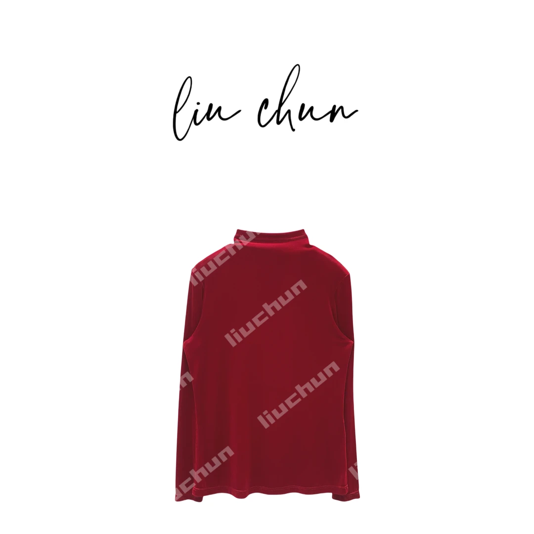 《CHUN》纯色立领醋酸打底衫