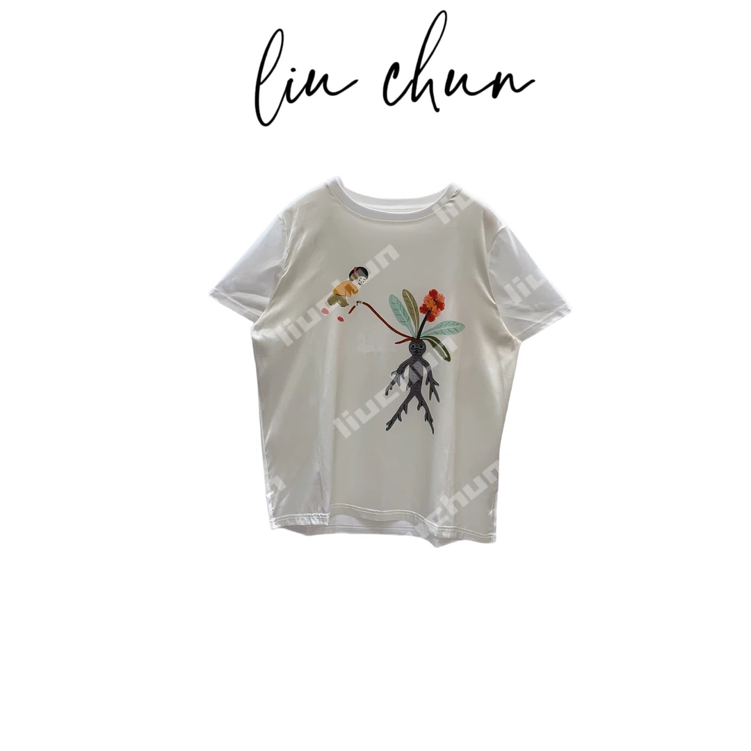 《CHUN》趣味图案AB面桑蚕丝T恤