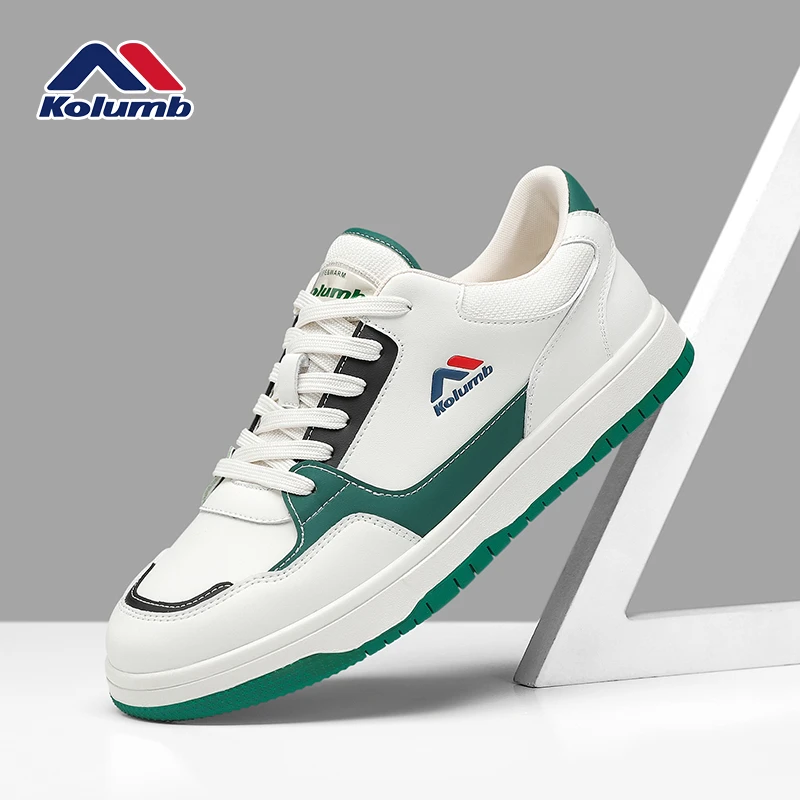 Kolumb/哥仑步男鞋夏季新款透气板鞋男士时尚百搭真皮小白鞋潮鞋