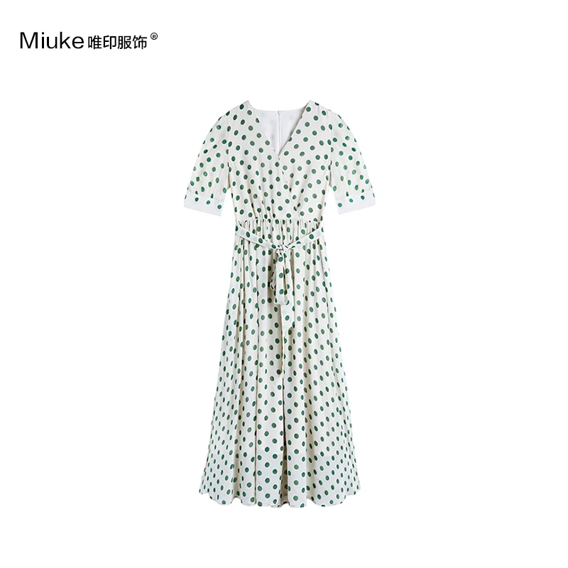 2024年新款波点裙高腰套头连衣裙女夏季收腰显瘦气质长裙