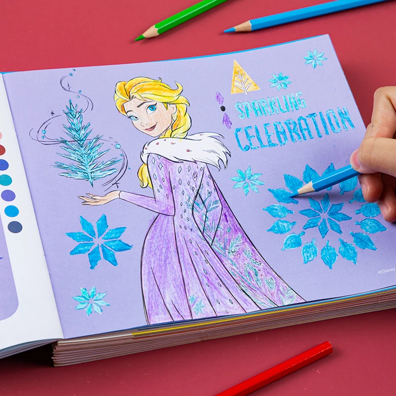 儿童艾莎公主涂色3到6岁女孩冰雪奇缘画画本油画棒卡通益智力玩具