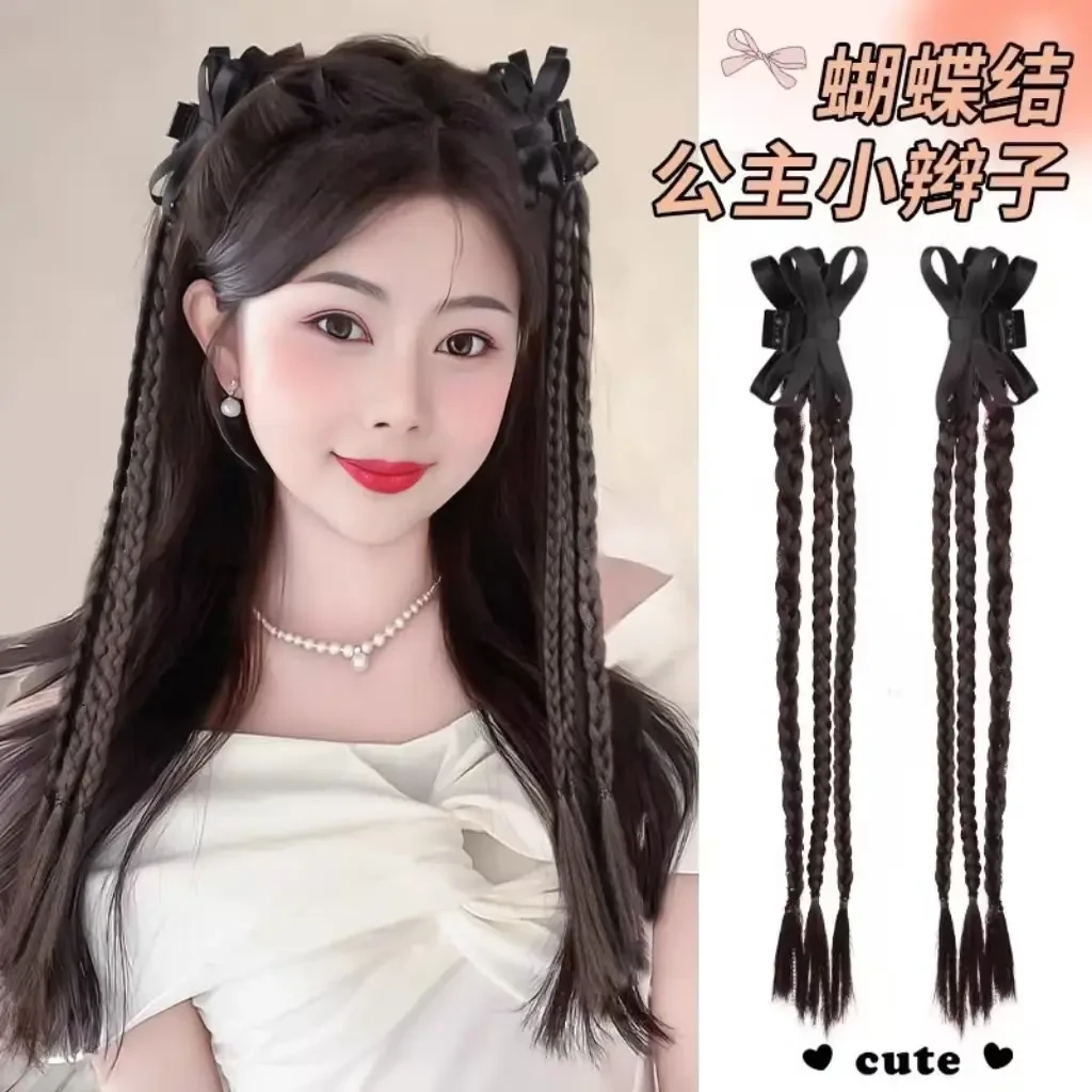 甜美发饰国风抓夹假发假发抓夹拳击辫麻花辫假发小辫子女生抓夹
