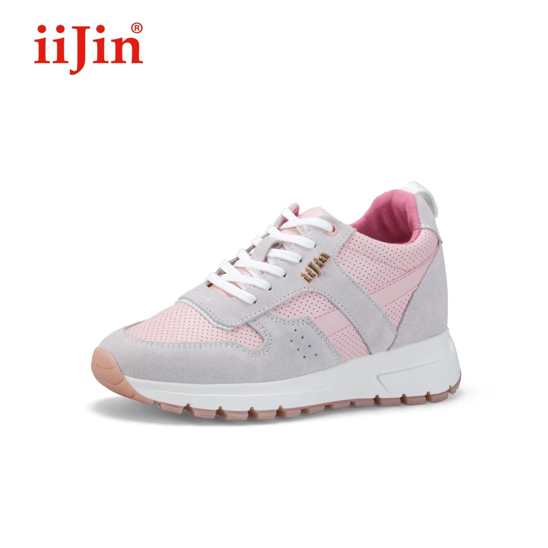 iiJin艾今官方2023秋季新品8cm厚底内增高休闲阿甘鞋女AF311ZBO