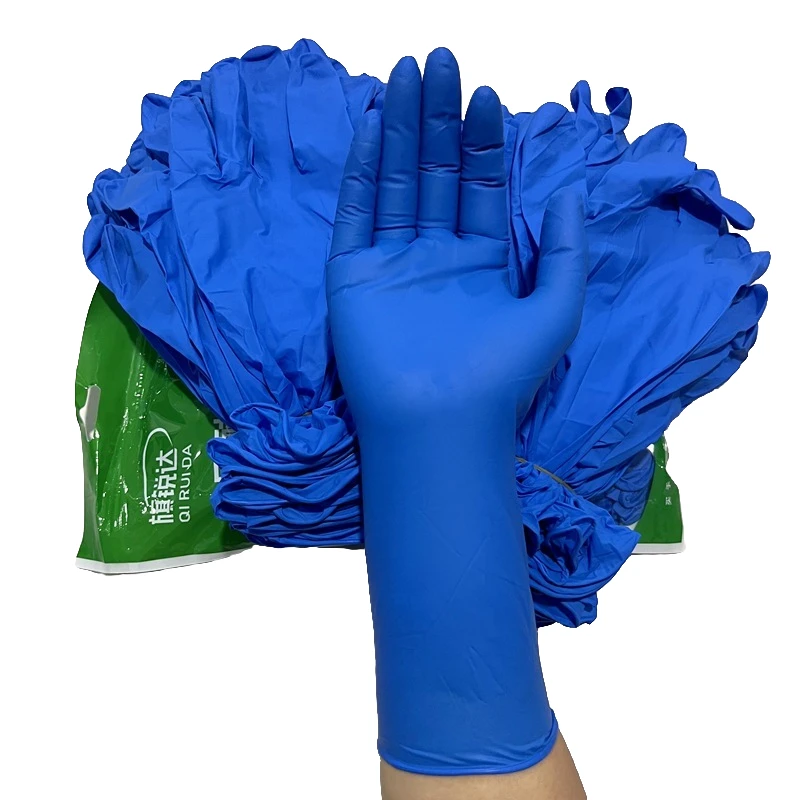 深蓝防油浸胶柔软丁腈手套防滑耐磨家务水产餐饮维修高弹加厚工作