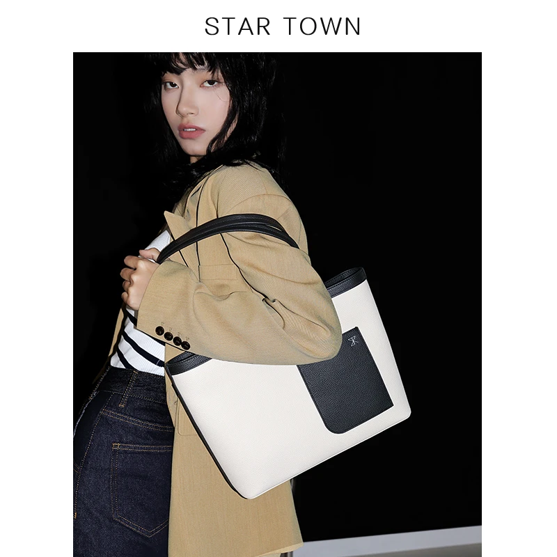 STARTOWN原创设计休闲时尚新款单肩手提托特牛皮包Z百搭小众