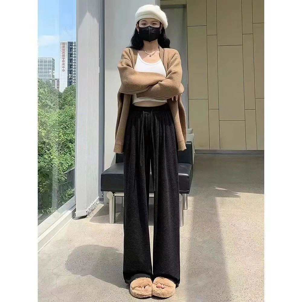 复古软糯米宽松bf慵懒风山本阔腿裤女秋款拖地直筒垂感休闲卫裤子