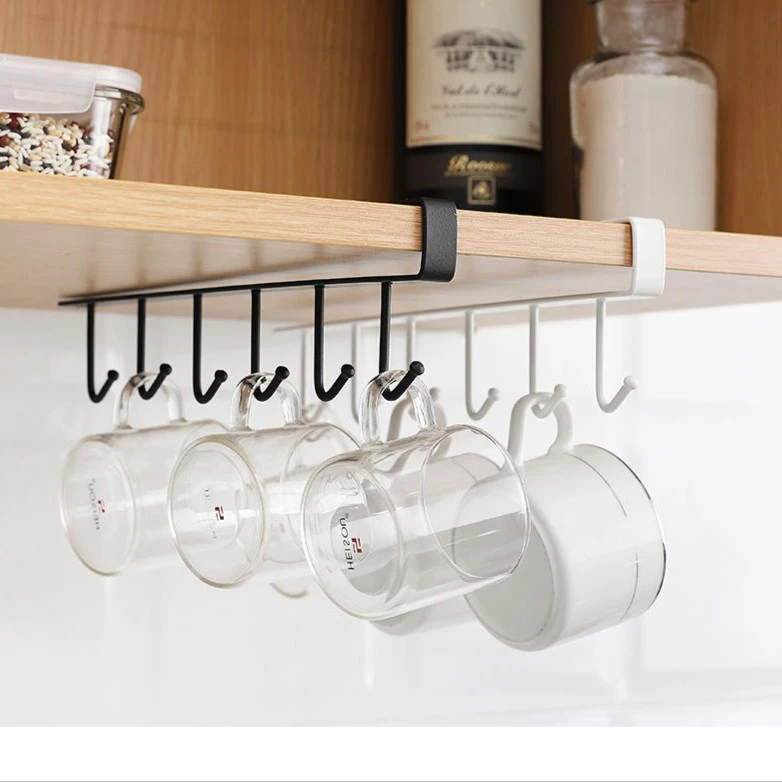 厨房下日式挂钩架条形商场一字粘胶不锈钢北欧无痕免打孔置物家用