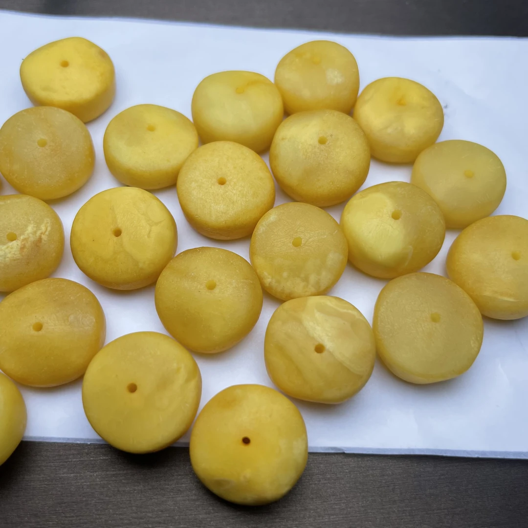 天然蜜蜡琥珀老蜡饼子鸡油黄扣子散珠配件手工diy