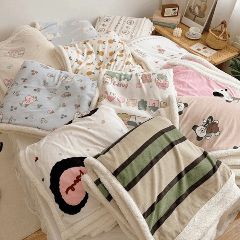 【直播间实物为准】-2四季通用毛毯加绒床上牛奶绒加厚午睡毯