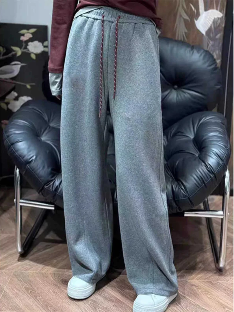 秋冬加厚高腰香蕉裤女宽松显瘦直筒阔腿休闲长裤