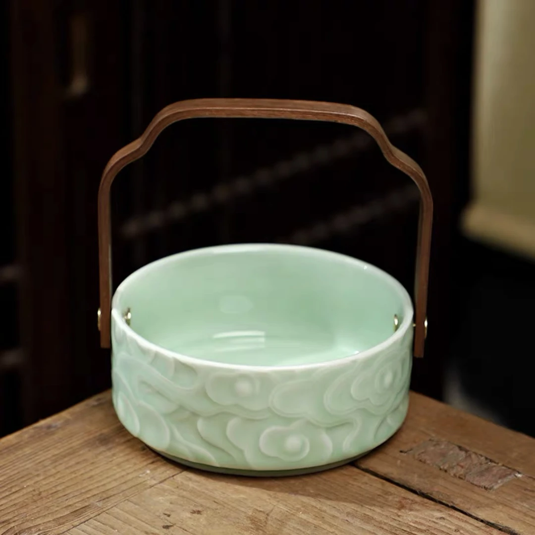 【闪购商品】祥云提梁果盘 果绿色