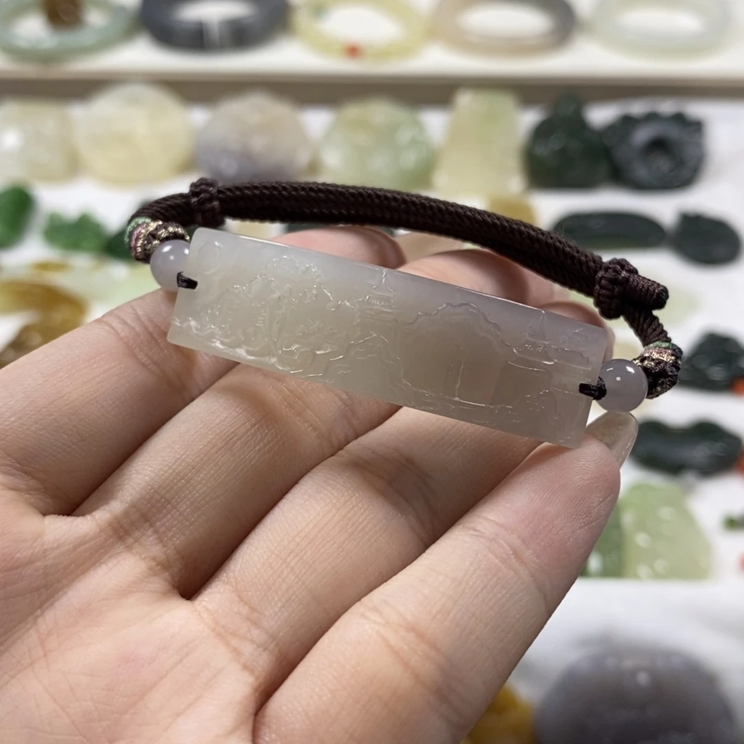 【闪购商品】和田玉紫白仿古手牌未镶嵌