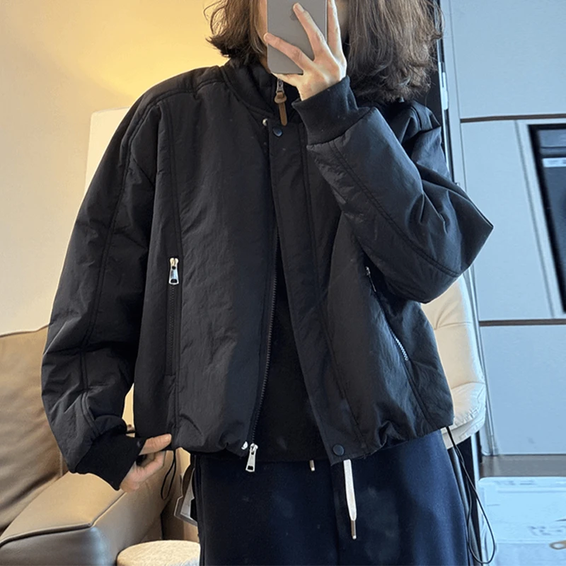 大码女装设计感洋气夹棉保暖棉服女冬季宽松遮肉休闲夹克开衫外套