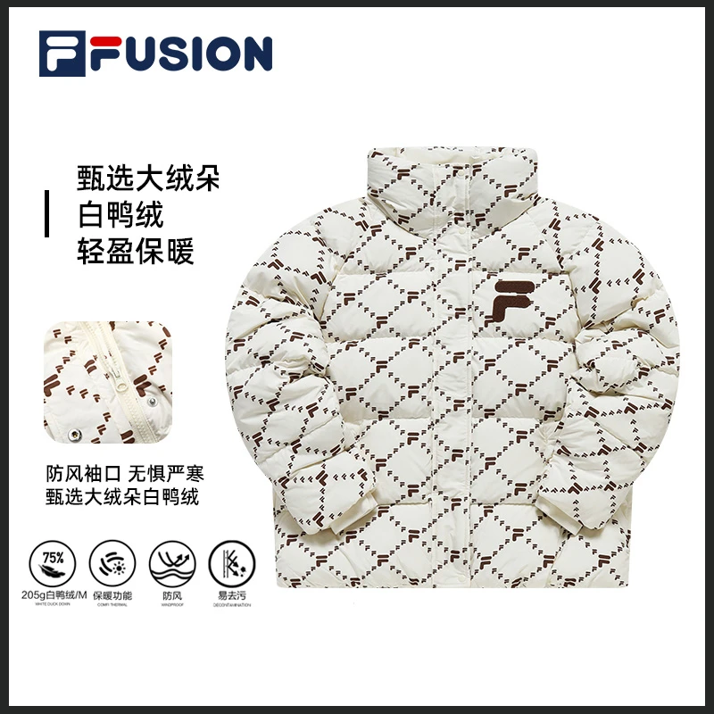 【保暖/百搭】FILA斐乐经典老花羽绒服男女时尚宽松外套T11W316903