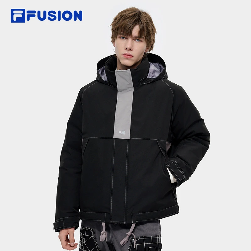 FILA斐乐 X DOE丨冬季保暖鹅绒羽绒服男【帽子可隐藏】T11M446901F