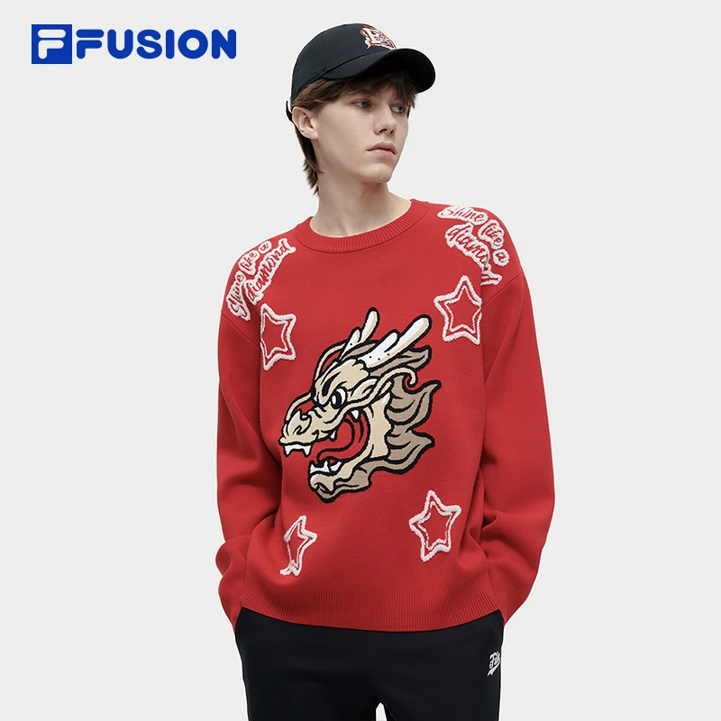 Fila/斐乐雅丹风编织衫男女【情侣潮流】24新款休闲上衣T11U412402