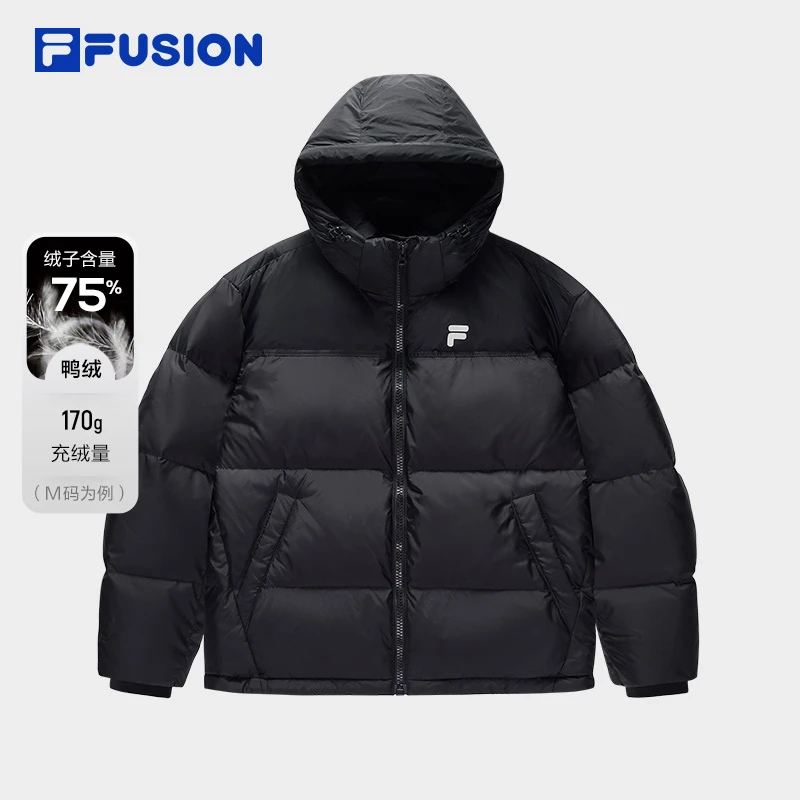 FILA斐乐冬季羽绒服加绒保暖运动户外鸭绒连帽外套女T11W447903F
