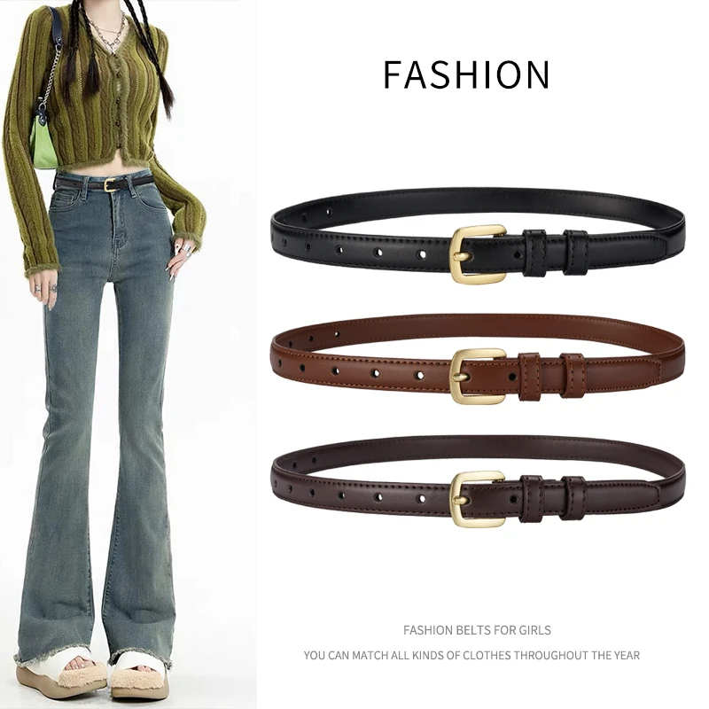 腰带女简约细小皮带女士真皮牛仔裤带学生韩版黑色时尚百搭装饰带