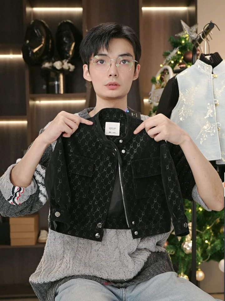 YH【头文字D立领】2025春秋新款男童机车风皮夹克嘻哈风宝宝皮衣