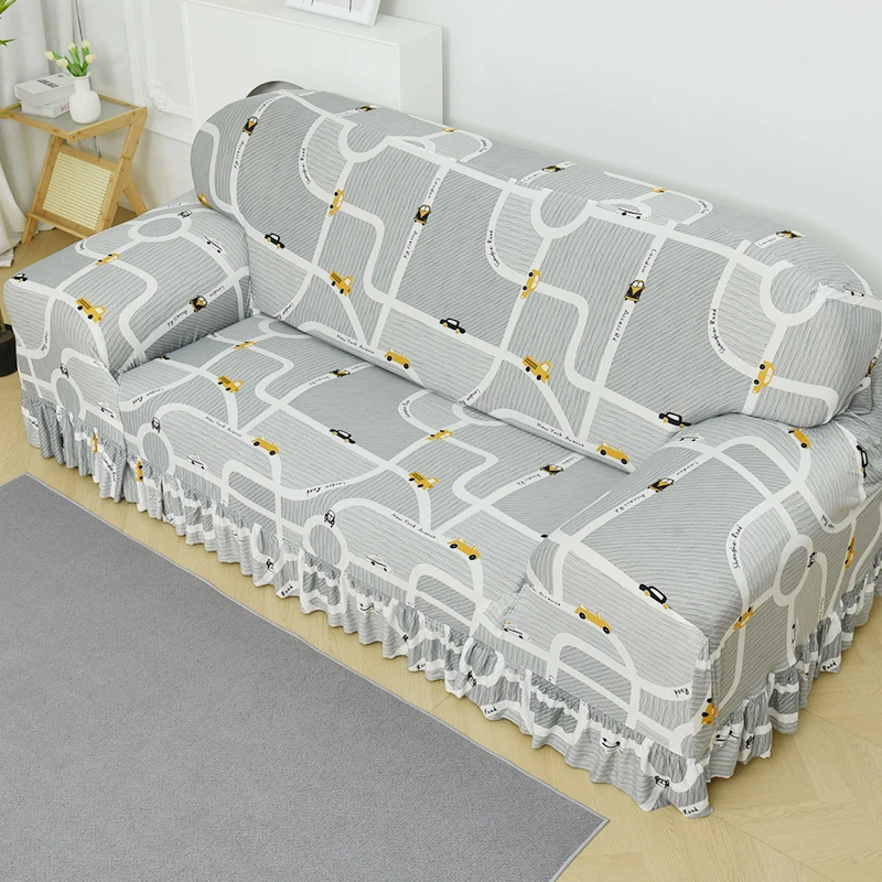 通用沙发套罩老式新款全包弹力四季裙摆边弹力懒人万能套一二三组