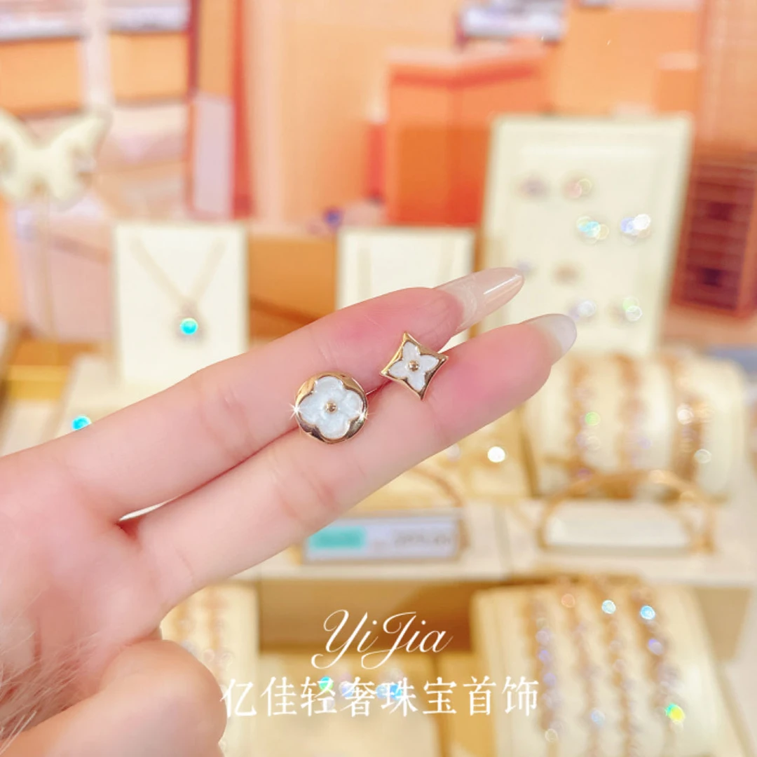 铜合金合成锆石耳饰 时尚高定春日花花系列耳钉轻奢小众气质简约