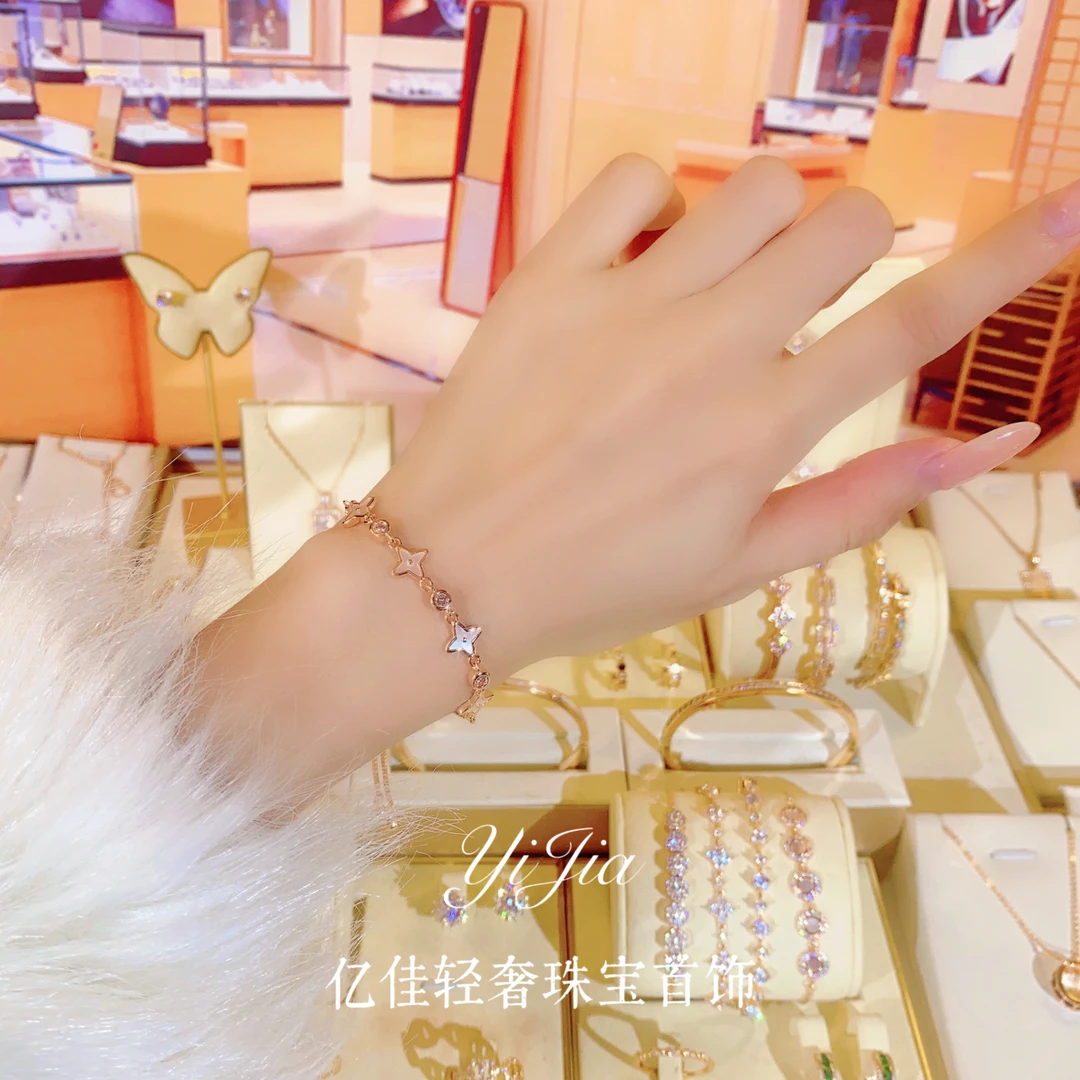 铜合金合成锆石手链 金色星星手链高级感首饰饰品ins小众轻奢爆款