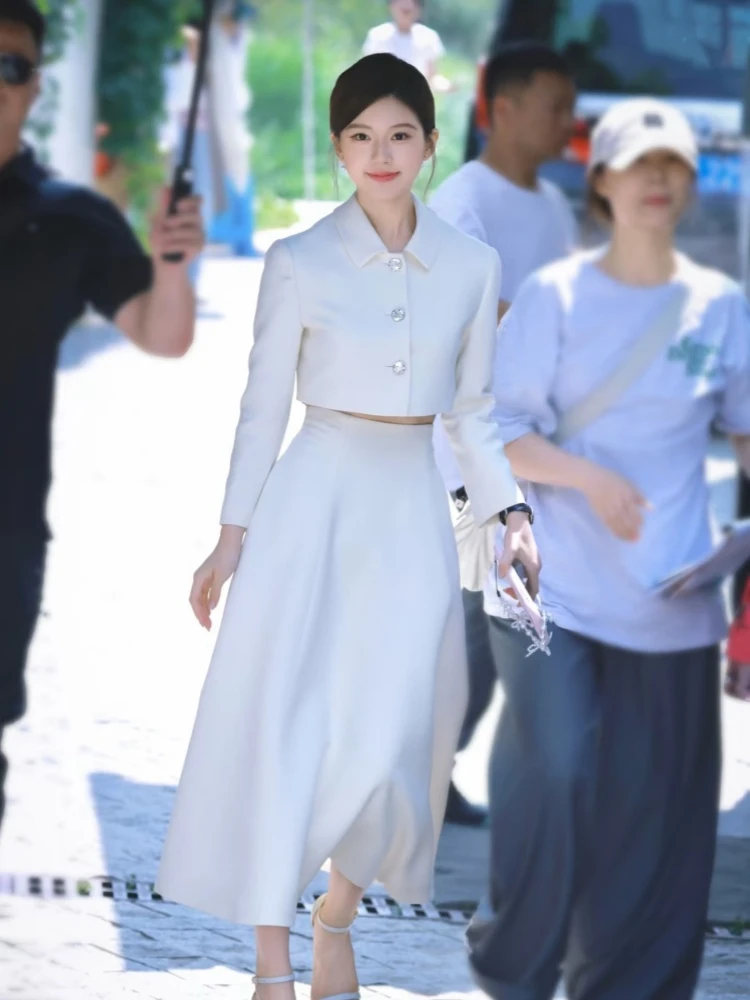 015赵露思同款卓24年秋季新款千金名媛小香风气质长裙套装